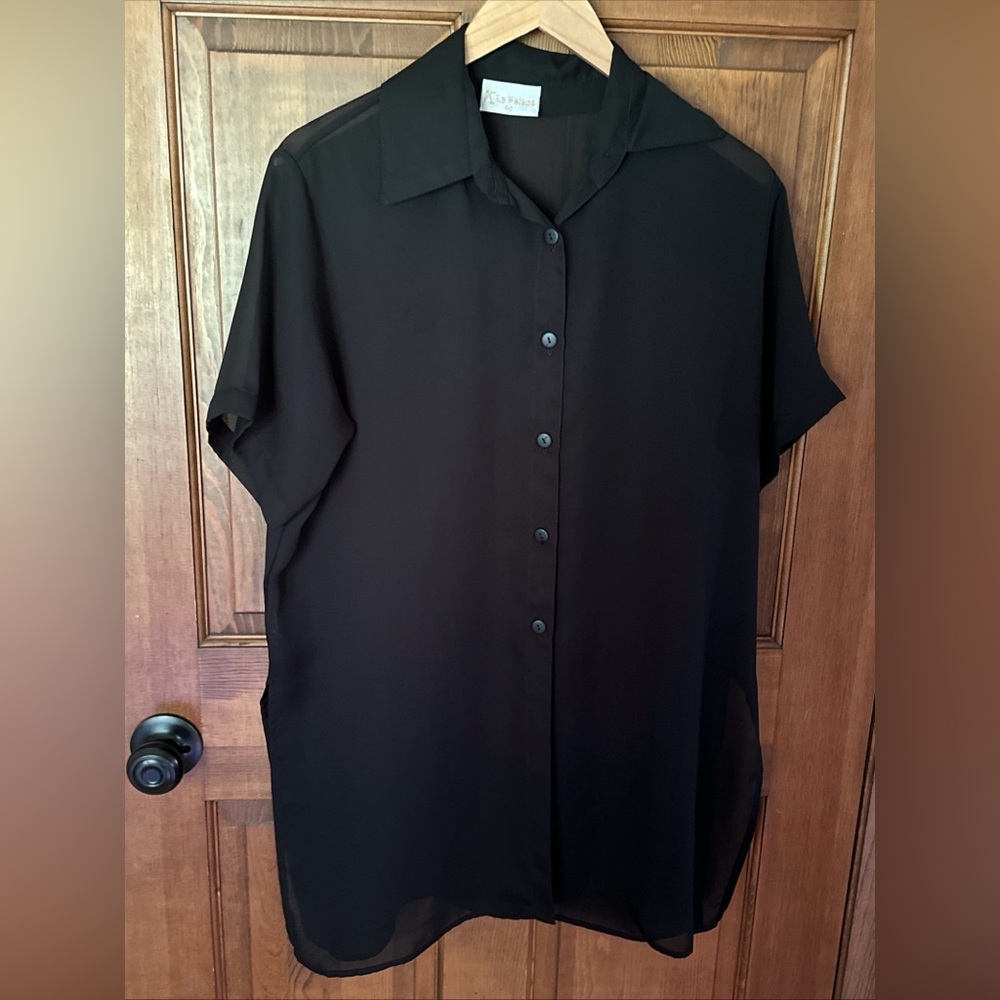 Vintage La Palapa Cover Up Black Tunic Medium Beach Resort Vacation Travel